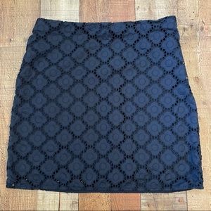 Brooks Brothers Fleece Blue Eyelet Pencil Skirt